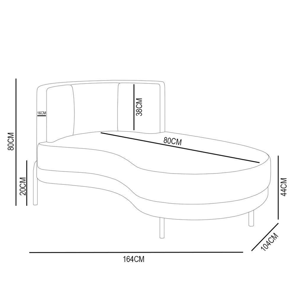 Chaise Longue Divã 164cm Braço Esquerdo Logus D06 Linho Creme - Mpozenato - 4