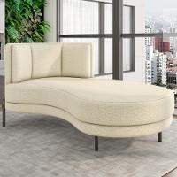 Chaise Longue Divã 164cm Braço Esquerdo Logus D06 Linho Creme - Mpozenato - 2