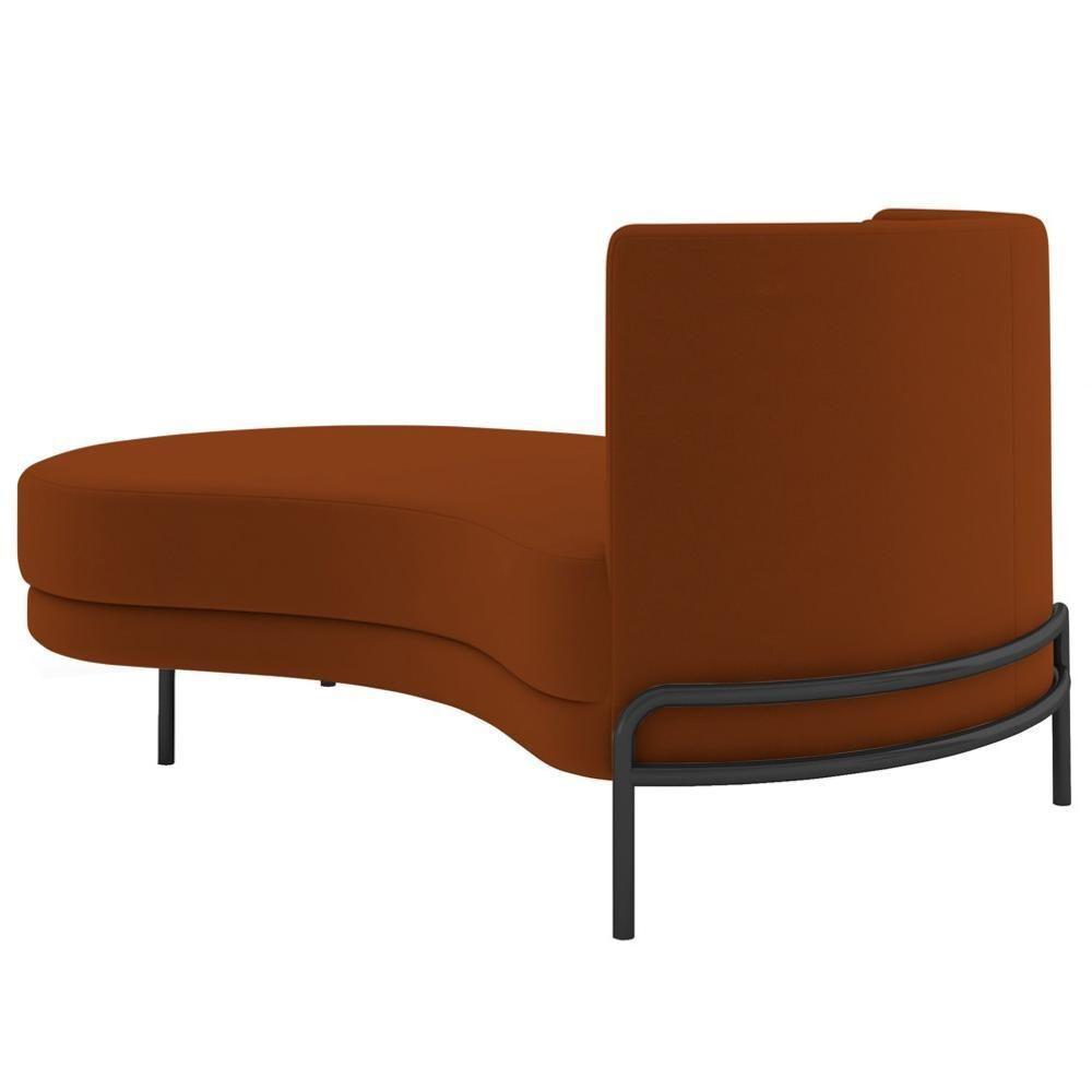 Chaise Longue Divã 164cm Braço Direito Logus D06 Veludo Telha - Mpozenato - 6