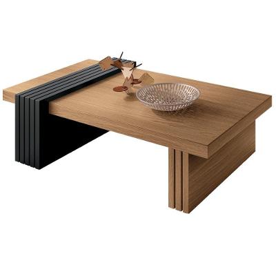 Mesa De Centro Com Detalhe Ripado Tammy H01 Preto-freijó - Mpozenato