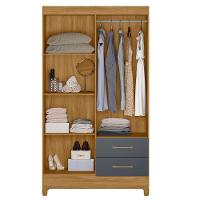 Guarda-roupa 4 Portas 2 Gavetas Chile Castanho Wood Moval Freijó/cinza - 3