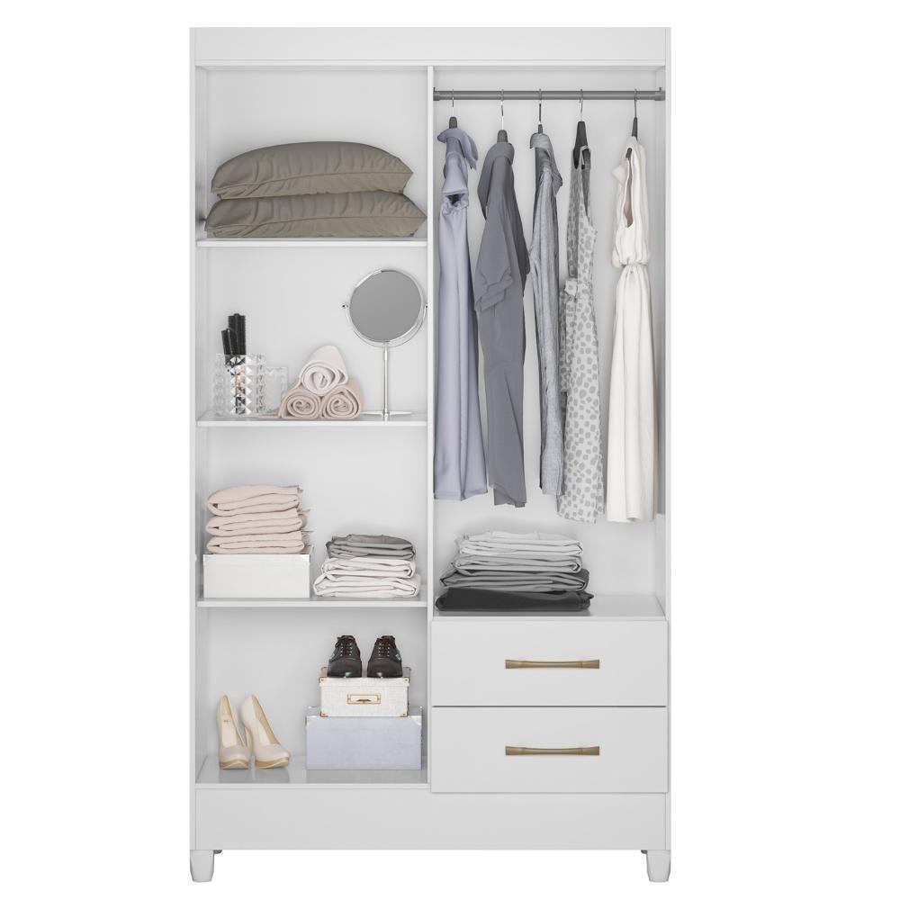 Guarda-roupa 4 Portas 2 Gavetas Chile Branco Moval Branco - 3