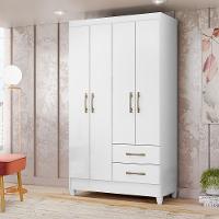 Guarda-roupa 4 Portas 2 Gavetas Chile Branco Moval Branco - 1