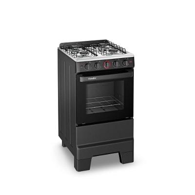 Fogão de Piso 4 Bocas a Gás Esmaltec Ideal Super 4121 Mesa Inox Automático Preto Bivolt