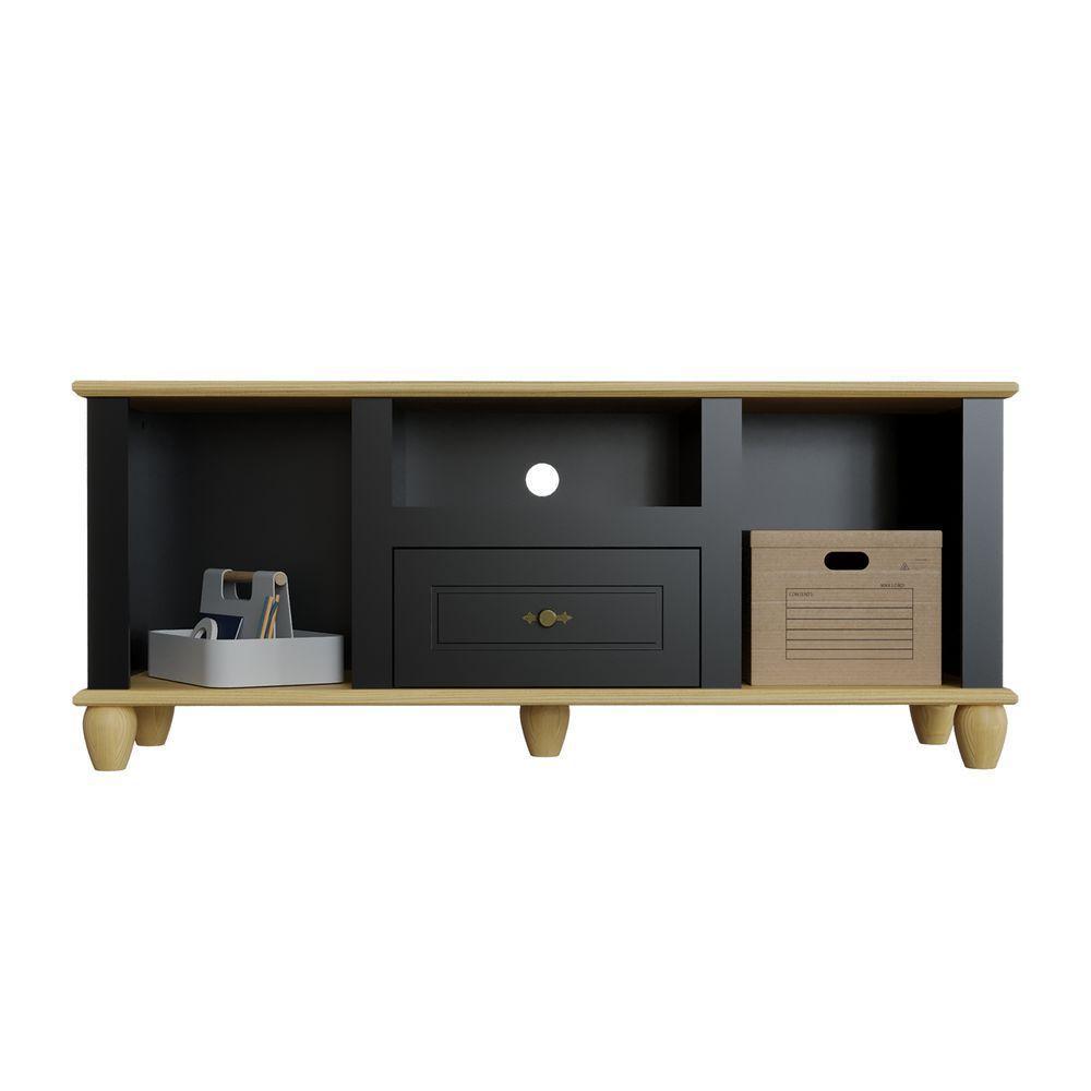 Rack Tv Retrô 2 Portas 1 Gaveta Preto/marfim - 3