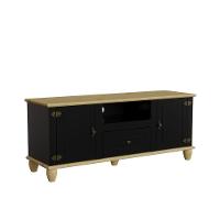 Rack Tv Retrô 2 Portas 1 Gaveta Preto/marfim - 1