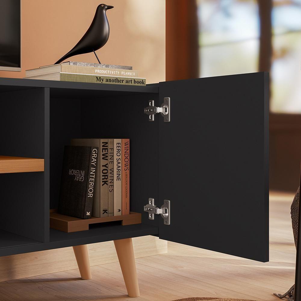 Rack Purus Para Tv Até 65 3 Portas - Colibri - Preto Fosco / Freijo - 2