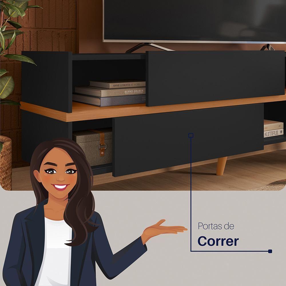 Rack Purus Para Tv Até 65 3 Portas - Colibri - Preto Fosco / Freijo - 6