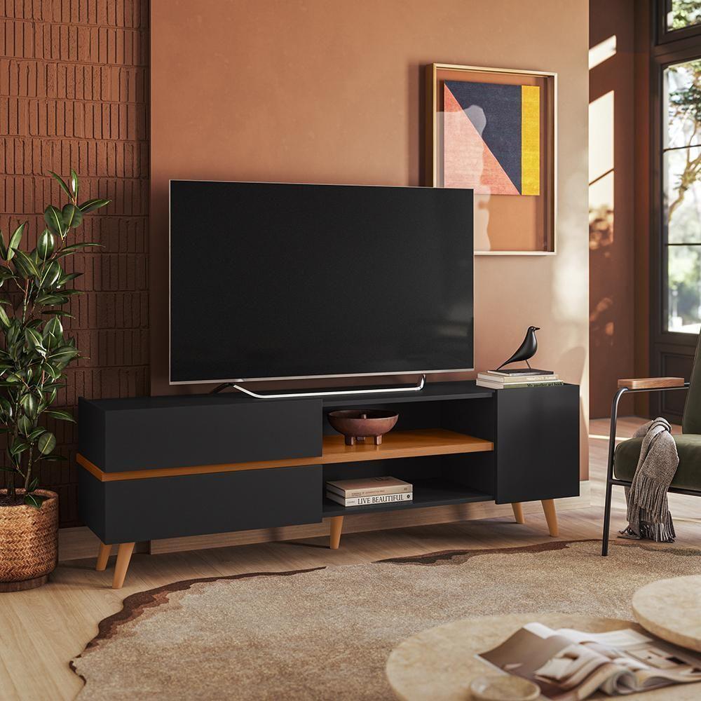 Rack Purus Para Tv Até 65 3 Portas - Colibri - Preto Fosco / Freijo - 8