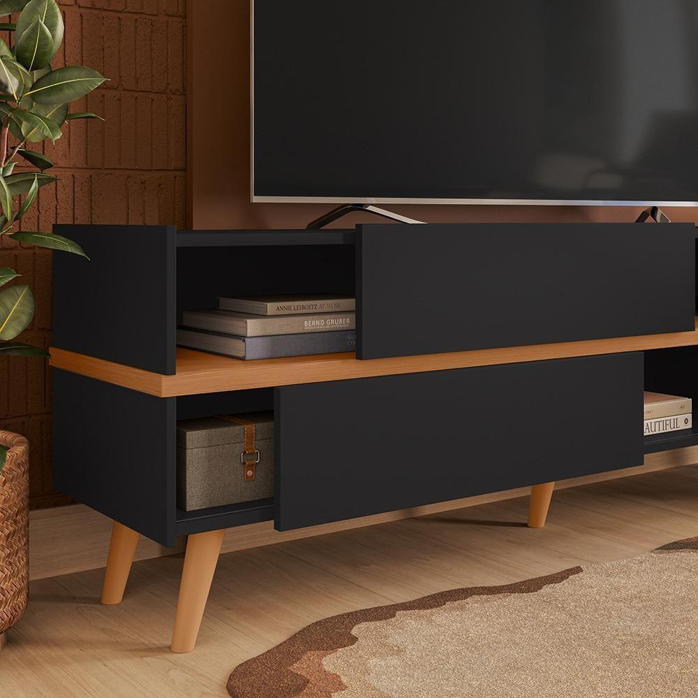 Rack Purus Para Tv Até 65 3 Portas - Colibri - Preto Fosco / Freijo - 9