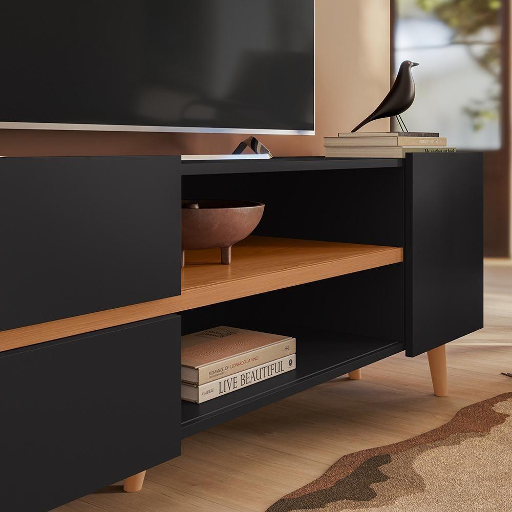 Rack Purus Para Tv Até 65 3 Portas - Colibri - Preto Fosco / Freijo - 10