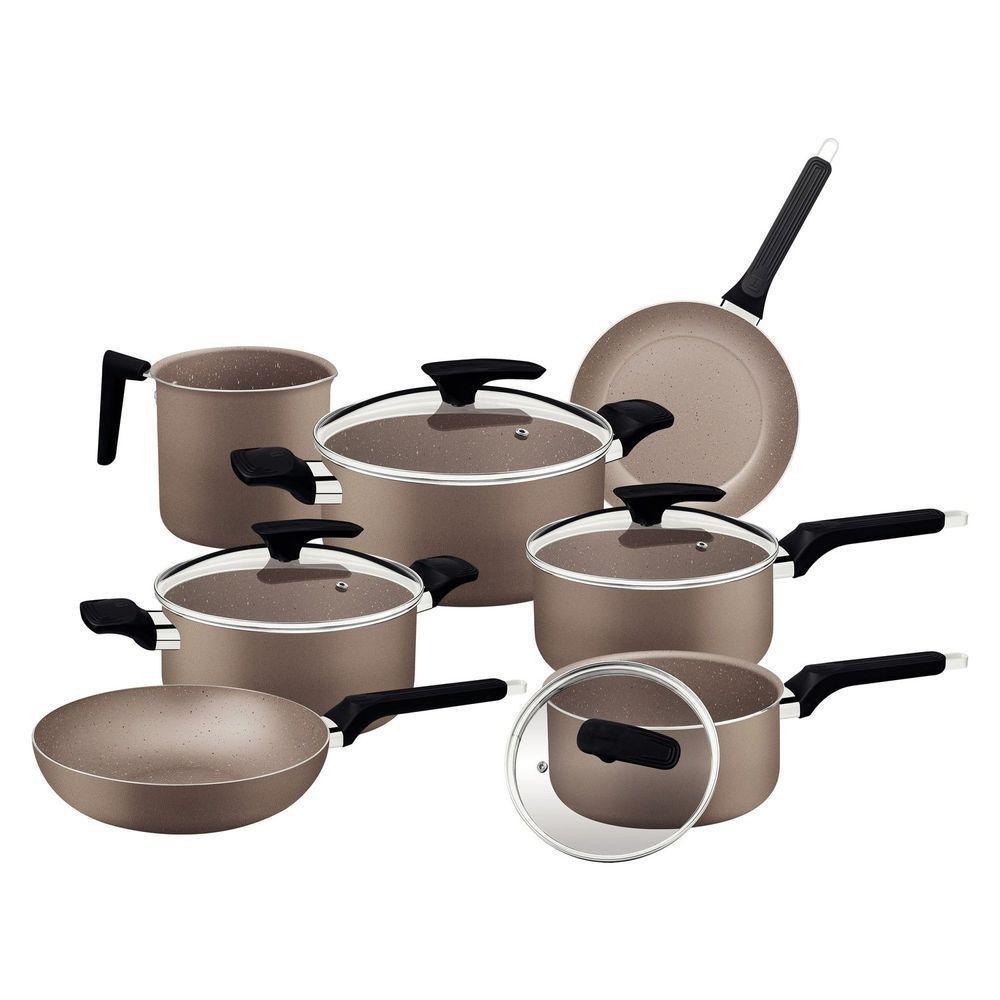 Jogo Panelas Tramontina Milazzo Alumínio Antiaderente Starflon Max Amêndoa 7 Peças Tramontina - 1