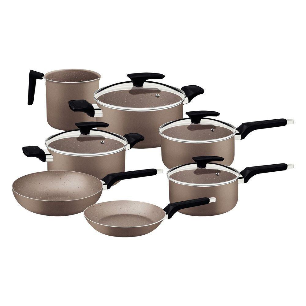 Jogo Panelas Tramontina Milazzo Alumínio Antiaderente Starflon Max Amêndoa 7 Peças Tramontina - 9