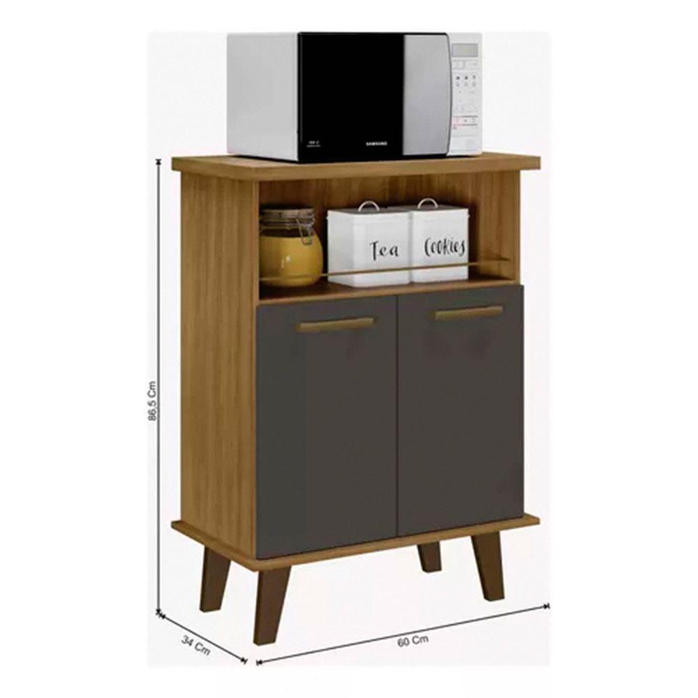 Armário Balcão Cantinho Do Café Smart 2 Portas Arte Móveis Cinamomo Grafite - 3