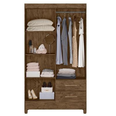 Guarda Roupa Guarda-roupa Chile 4 Portas De abrir 2 Gavetas Castanho Wood MDP