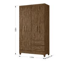 Guarda-roupa 4 Portas 2 Gavetas Chile Castanho Wood Moval Castanho Wood - 4