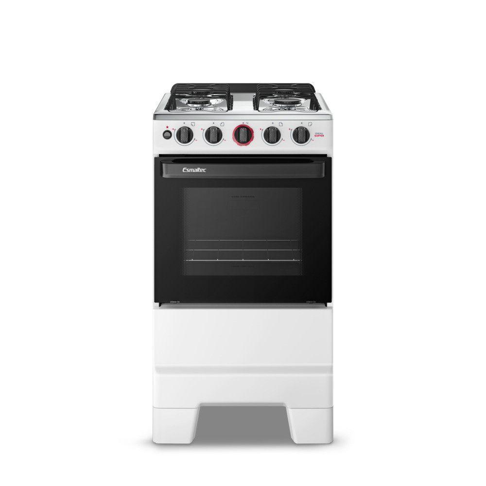 Fogão 4 Bocas Mesa Inox Automático Ideal Super 4121 Esmaltec Branco Bivolt - 1