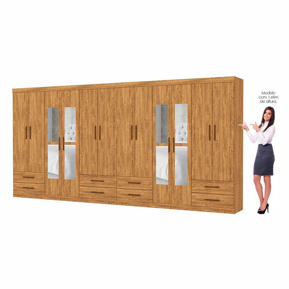 Closet Casal Duplo Lu 12 Portas Com Espelho 8 Gavetas Cinamomo - 4