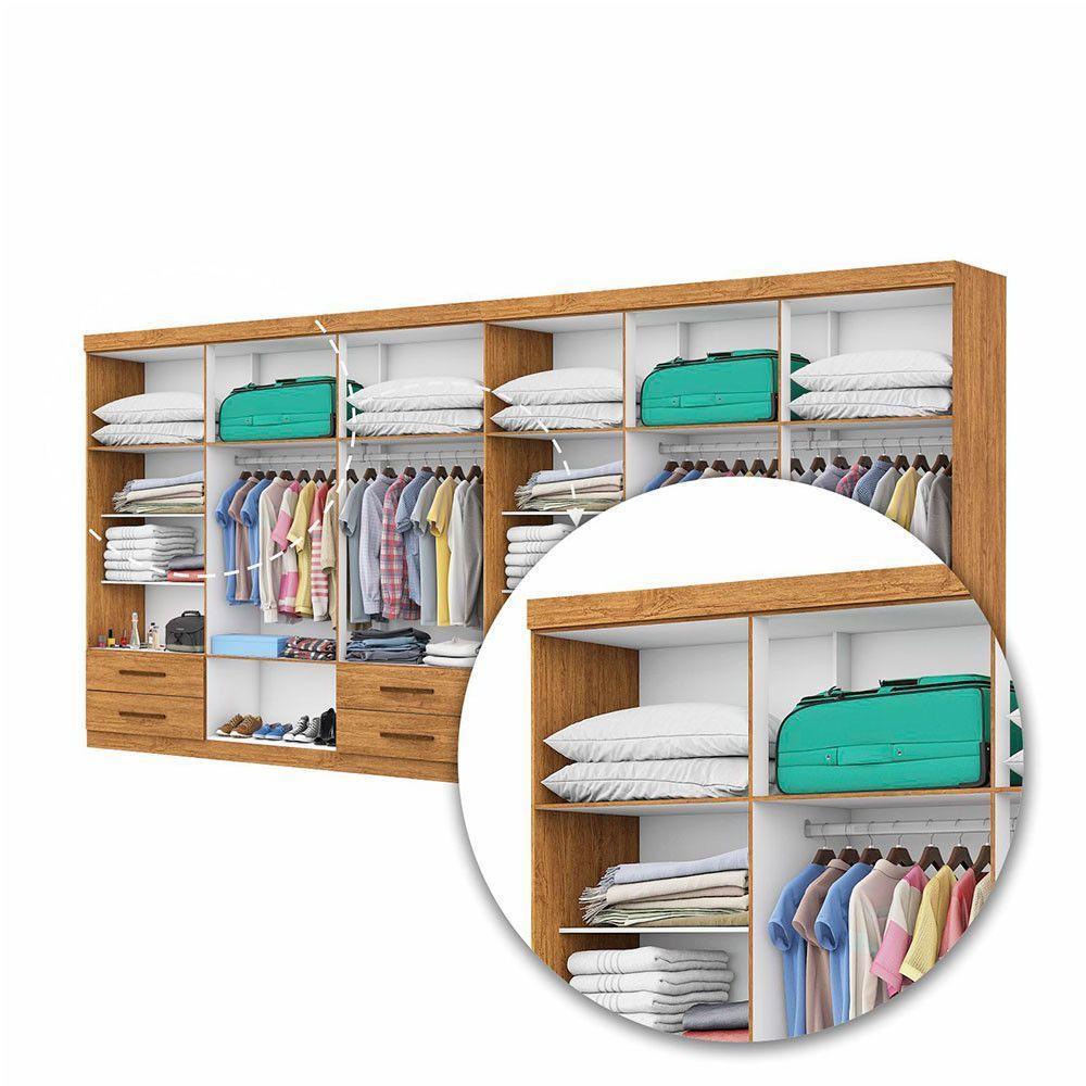 Closet Casal Duplo Lu 12 Portas Com Espelho 8 Gavetas Cinamomo - 6