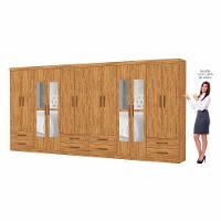 Closet Casal Duplo Lu 12 Portas Com Espelho 8 Gavetas Cinamomo