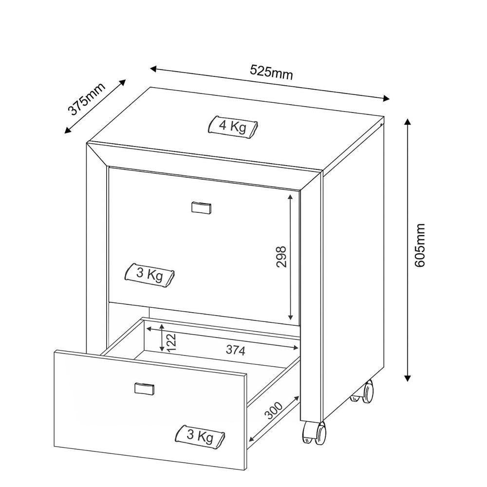 Armário Para Home Office Me4112 Com Rodízios Rústico - Tecno Mobili - 6