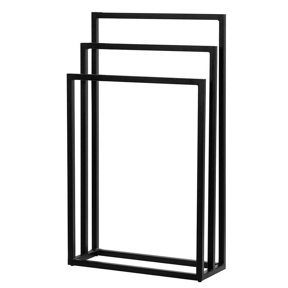 Toalheiro De Chão Para Banheiro Luxe Em Aço D09 Preto - Mpozenato - 1