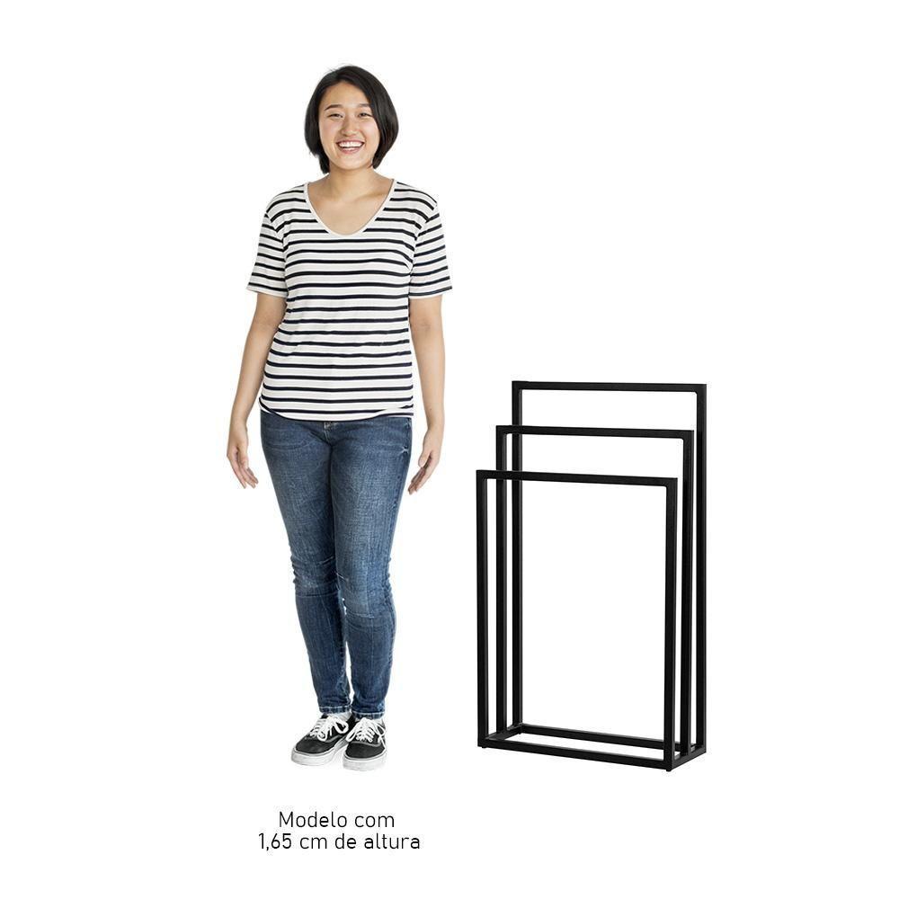 Toalheiro De Chão Para Banheiro Luxe Em Aço D09 Preto - Mpozenato - 7