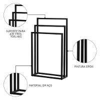 Toalheiro De Chão Para Banheiro Luxe Em Aço D09 Preto - Mpozenato - 5