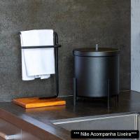 Porta Toalha De Rosto Para Pia Glam Base De Madeira D09 Preto - Mpozenato - 2