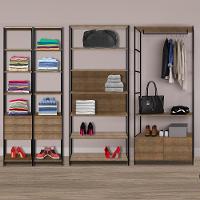 Quarto Modulado Closet 4 Módulos Estilo Industrial Steel Quadra Vermont Base Preto - Artesano - 5