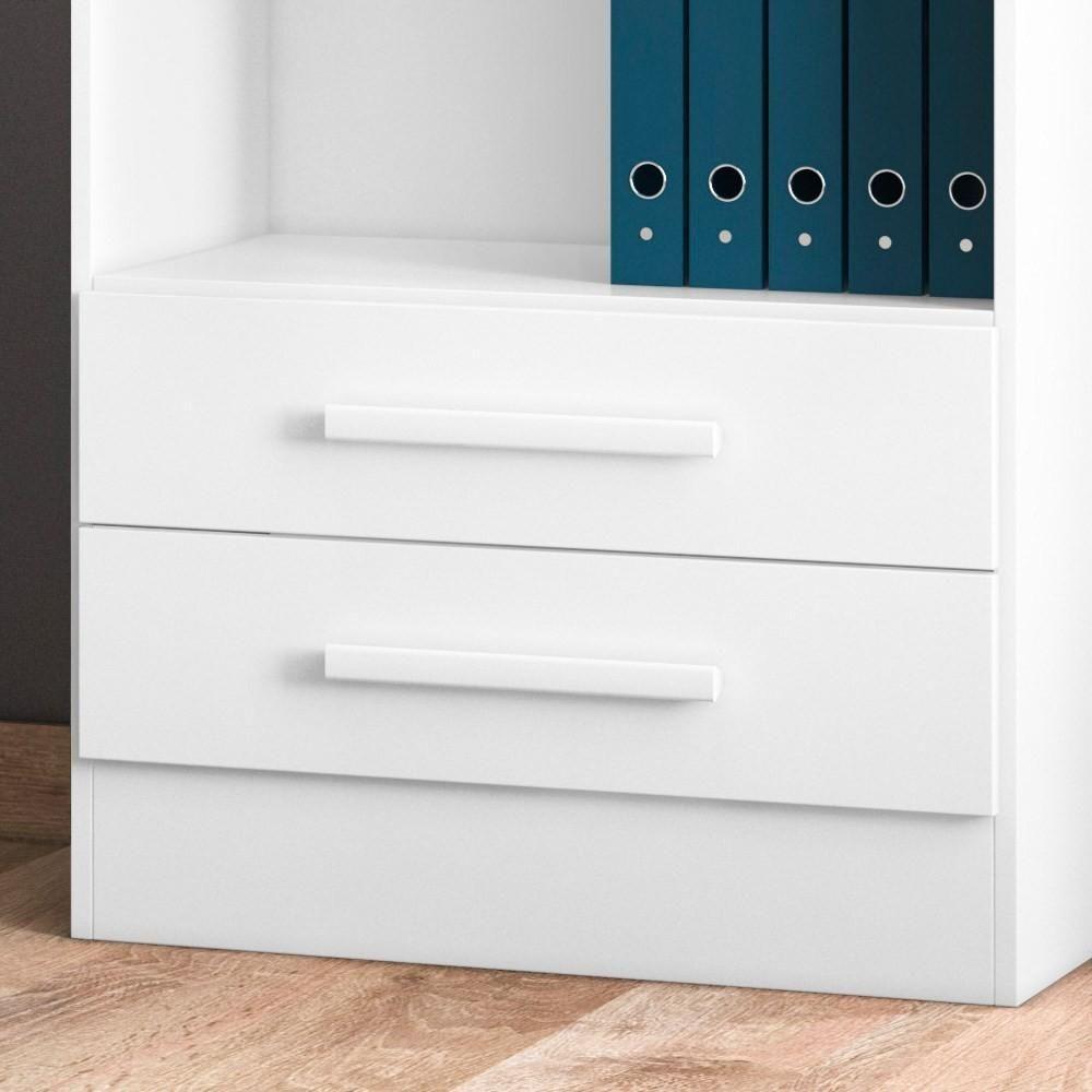 Estante Livreiro 2 Gavetas E 5 Prateleiras Fancy Q01 Branco - Mpozenato - 4