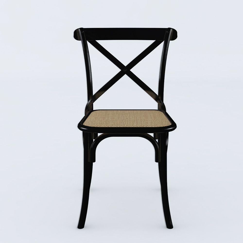 Cadeira Cross Katrina Preta Assento Corano Bege Aço New Green - Preto - 4