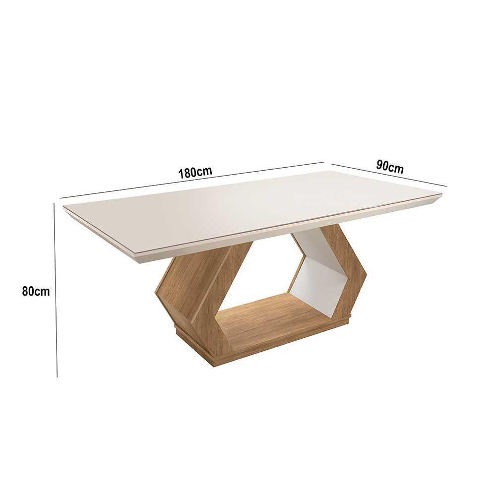 Mesa Alvorada 180 Tp Mdf Vidro Canto Reto 6 Cadeiras Rufato  E Imbuia E Off Serig Off - 4