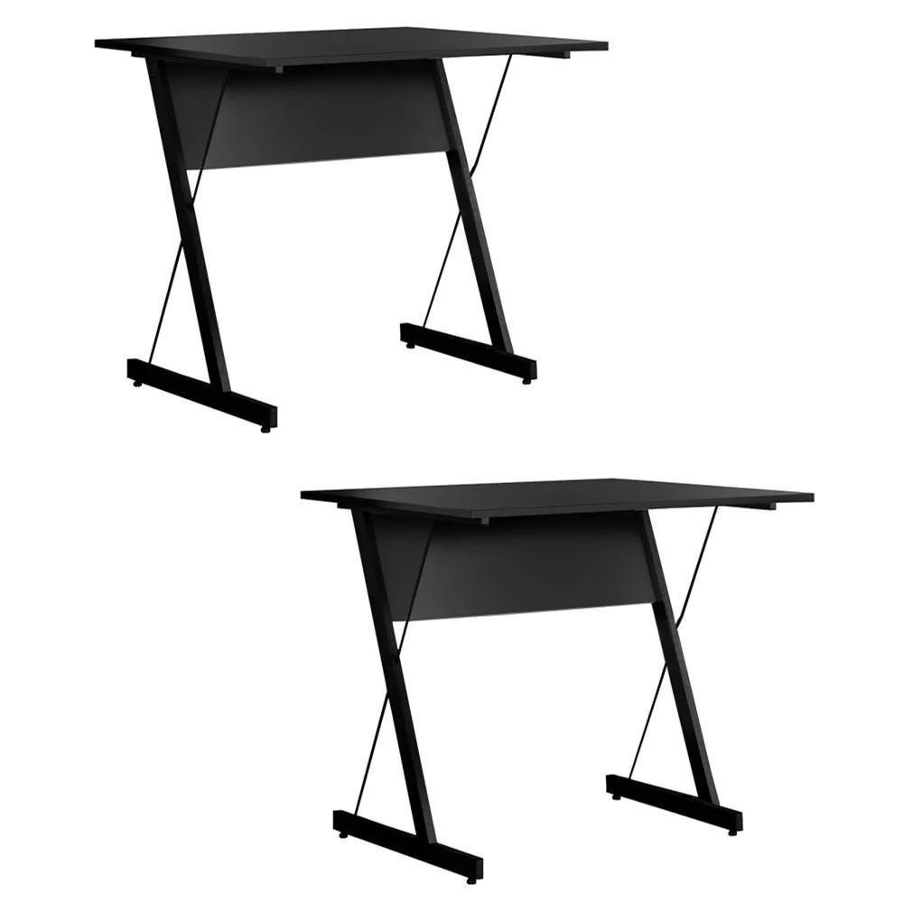 Kit 2 Mesas Para Computador Escrivaninha Zetta 90cm Pés Metálicos Preto - Fit Mobel - 1