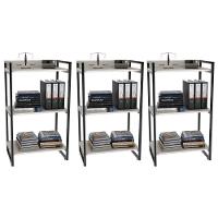 Kit 3 Estantes Livreiro Prisma Estilo Industrial 60cm 3 Prateleiras C08 Snow - Mpozenato - 1
