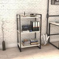 Kit 3 Estantes Livreiro Prisma Estilo Industrial 60cm 3 Prateleiras C08 Snow - Mpozenato - 2