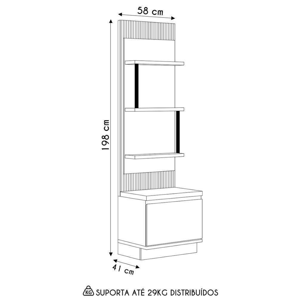 Painel Ripado Com Mesa De Apoio 58cm Real L06 Tauari-off White Fosco - Mpozenato - 4