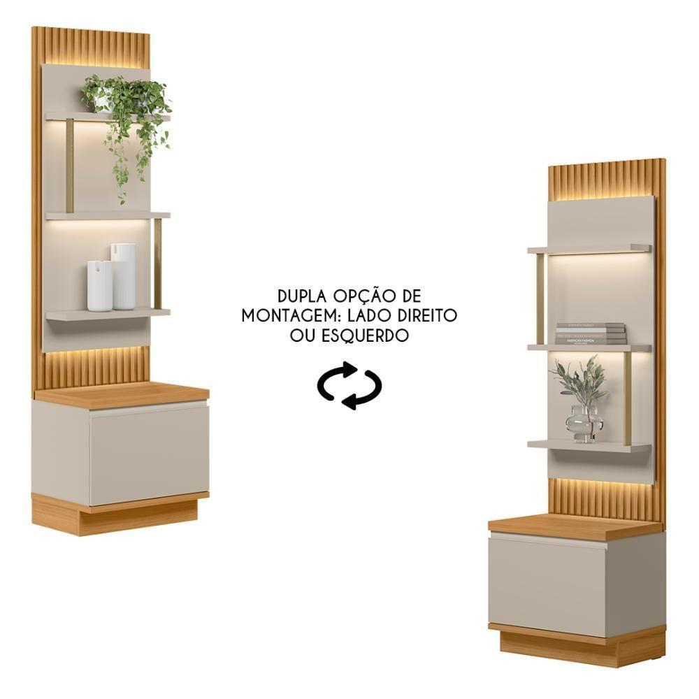 Painel Ripado Com Mesa De Apoio 58cm Real L06 Tauari-off White Fosco - Mpozenato - 5