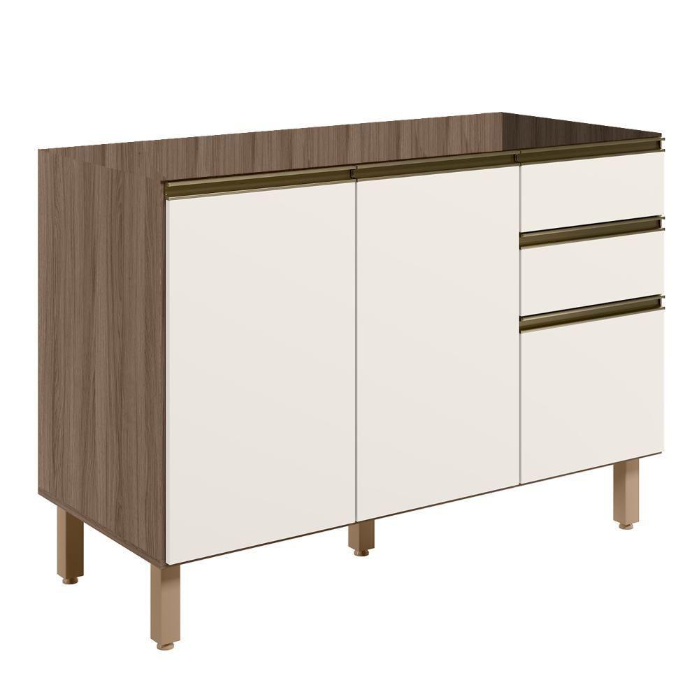 Balcão Para Pia 120cm Sem Tampo Maly N03 Carvalho-off White - Mpozenato - 1