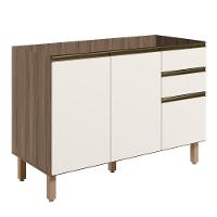 Balcão Para Pia 120cm Sem Tampo Maly N03 Carvalho-off White - Mpozenato - 1