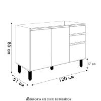 Balcão Para Pia 120cm Sem Tampo Maly N03 Carvalho-off White - Mpozenato