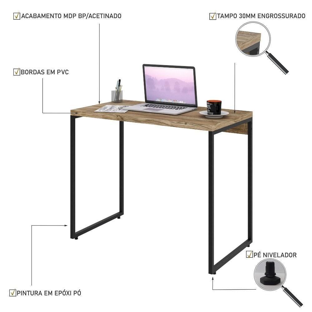 Mesa De Escritório Escrivaninha 90cm Dynamica Industrial C08 Carvalho - Mpozenato - 3