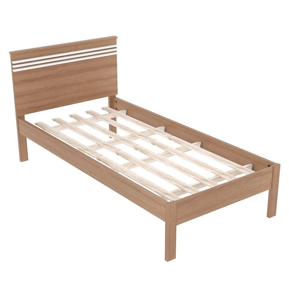 Cama De Solteiro Madeira Cm8010 Amêndoa-branco - Tecno Mobili - 1