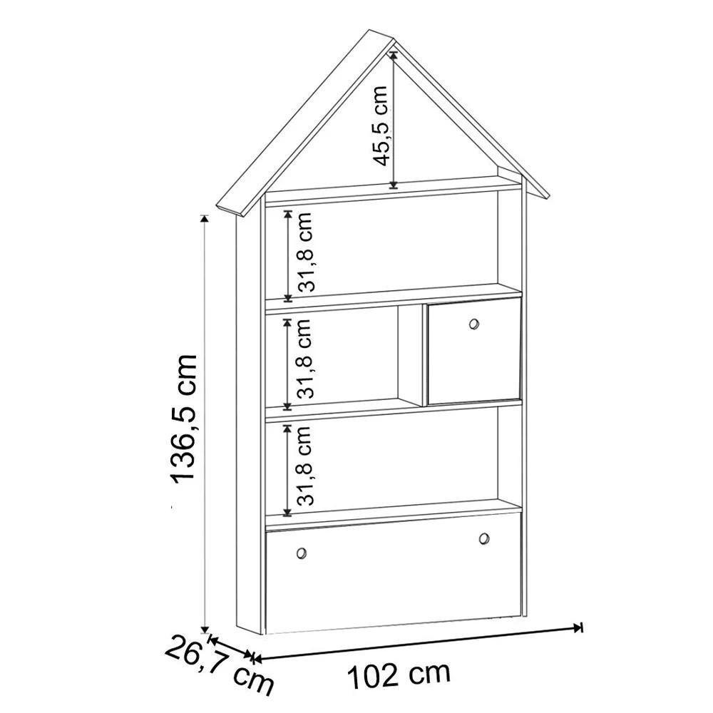 Estante Casinha Infantil Organizadora Com Nichos 2 Gavetas Candy L03 Branco - Mpozenato - 4