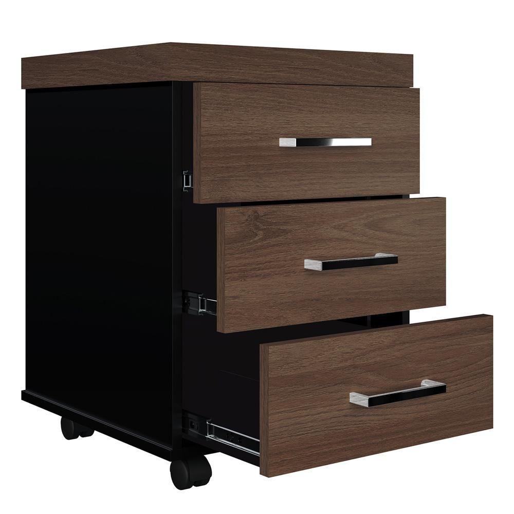 Gaveteiro De Escritório Com Rodízios 3 Gavetas Tamburato Executiva A06 Marrom-preto - Mpozenato - 6