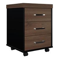 Gaveteiro De Escritório Com Rodízios 3 Gavetas Tamburato Executiva A06 Marrom-preto - Mpozenato - 1