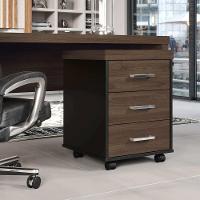 Gaveteiro De Escritório Com Rodízios 3 Gavetas Tamburato Executiva A06 Marrom-preto - Mpozenato - 5