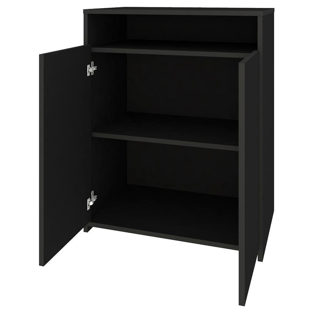 Kit 2 Balcão Para Escritório Café 60cm 2 Portas Look A06 Preto - Mpozenato - 5