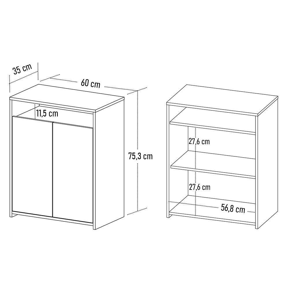 Kit 2 Balcão Para Escritório Café 60cm 2 Portas Look A06 Preto - Mpozenato - 9