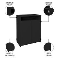Kit 2 Balcão Para Escritório Café 60cm 2 Portas Look A06 Preto - Mpozenato - 10
